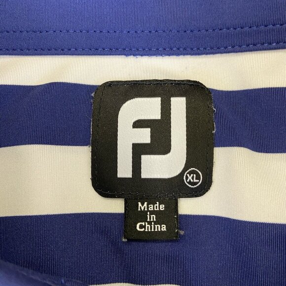 FootJoy Polo Shirt Mens‎ XL Blue White Lime Green Stripe Golf Embroidered - Picture 4 of 11